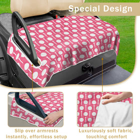 YOKYHOM stripe-pattern seat cover being installed on a 2-seater cart
