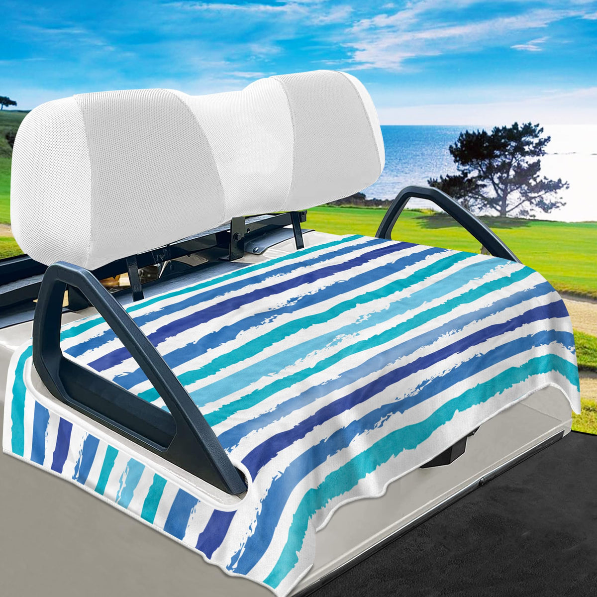YOKYHOM golf cart seat cover in Ocean Wave pattern for cool, comfortable rides.