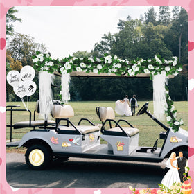Yoloodayy balloon decorations add festive flair to golf cart decorations.