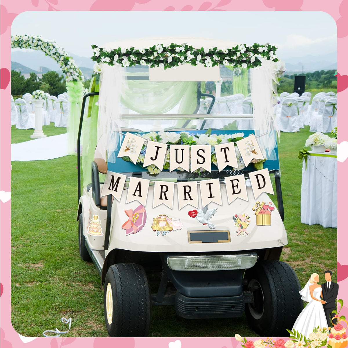 Yoloodayy wedding car decals provide classic, customizable wedding accents.