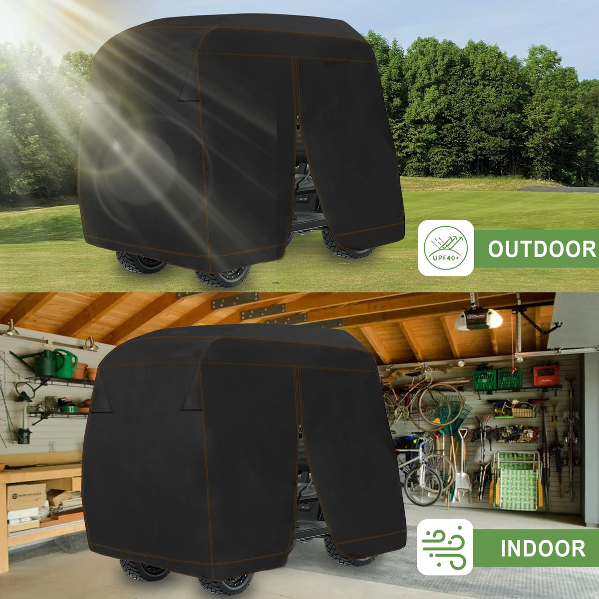 Heavy-duty waterproof Oxford fabric provides durable protection for the cart.