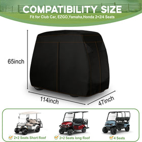 Durable Oxford fabric shields against wind, dust, and snow for golf carts.