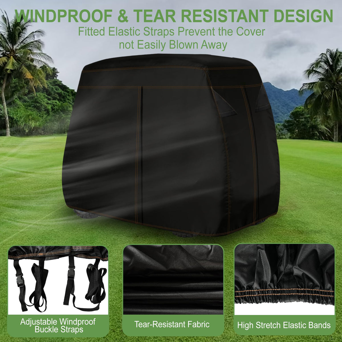 Zipper design enables easy folding and storage of the cart cover.