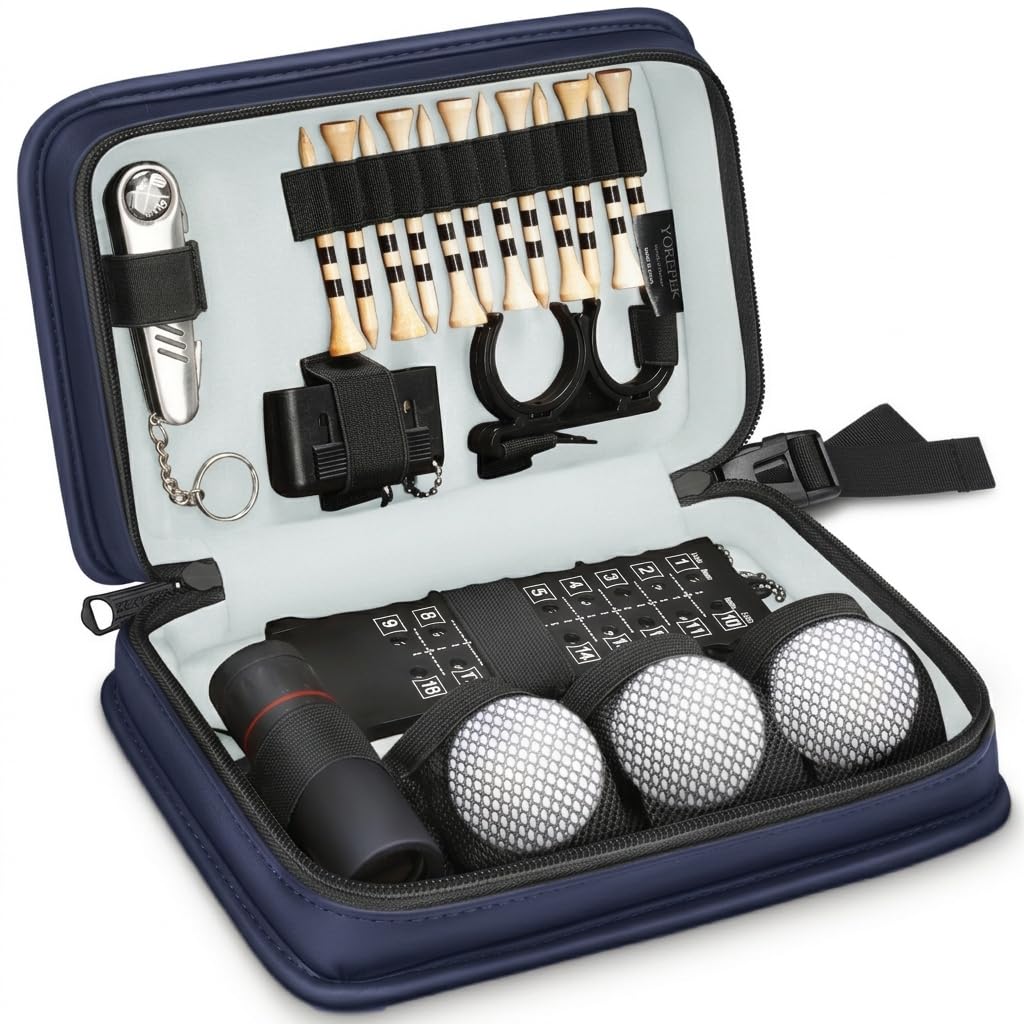 YOREPEK golf accessories kit in brown leather case keeps essentials organized on the course