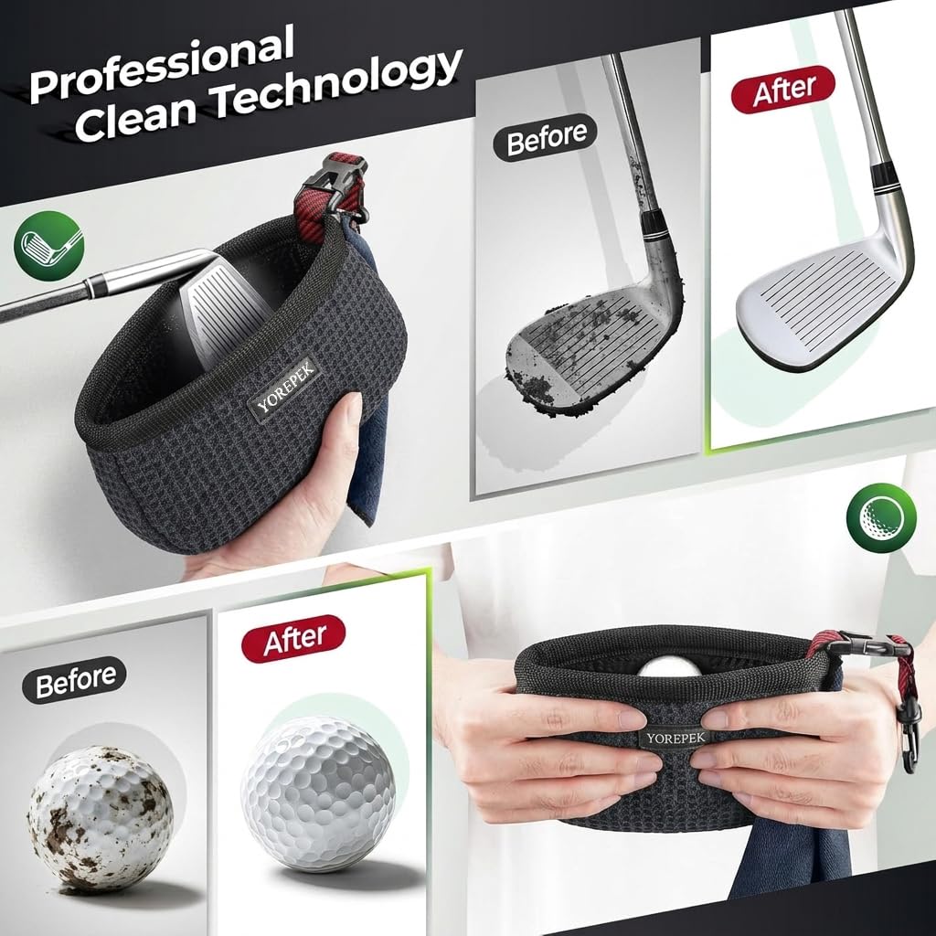 YOREPEK golf ball cleaner pocket for quick on-course cleanup and storage.