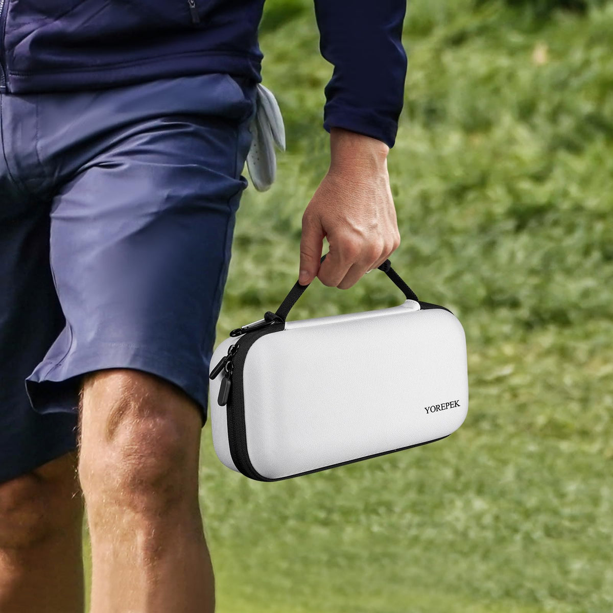 YOREPEK travel-friendly golf accessory case in use on the move