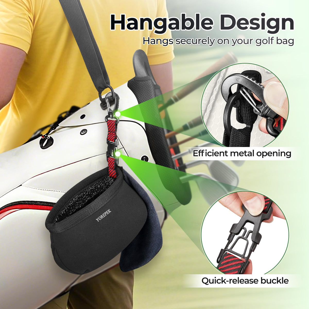 YOREPEK smart organizer keeps tees and markers within reach