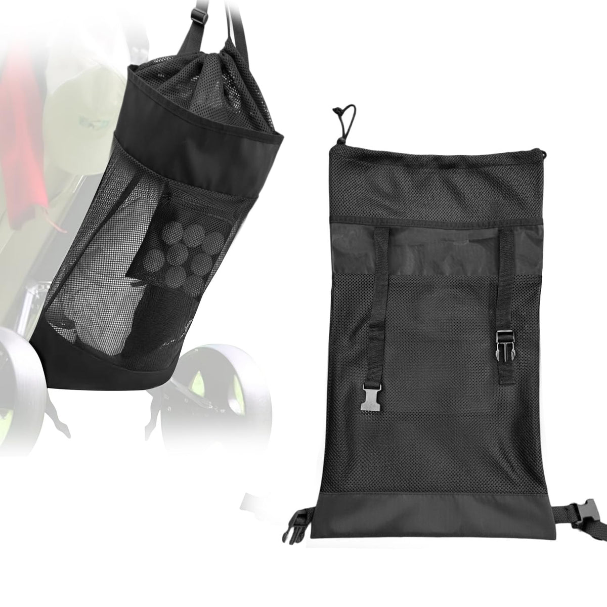 YoSonwChing golf push cart storage bag with drawstring top closure for quick access
