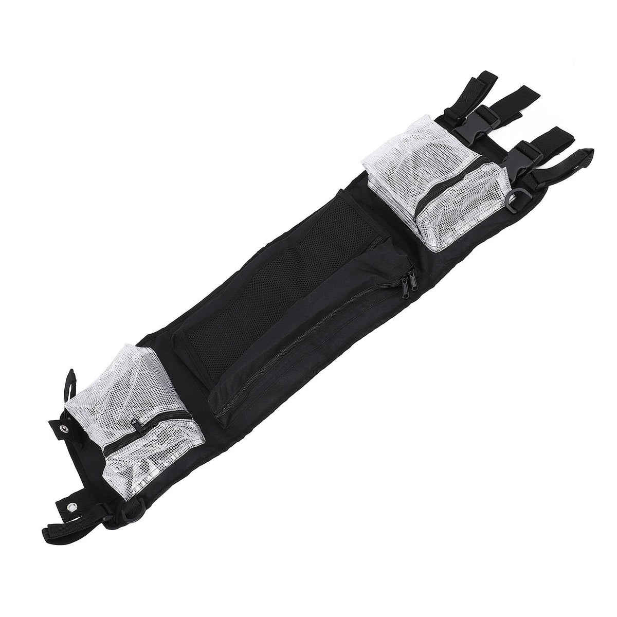 Yosoo Health Gear ceiling mesh attachment keeps items secure on rough terrain.
