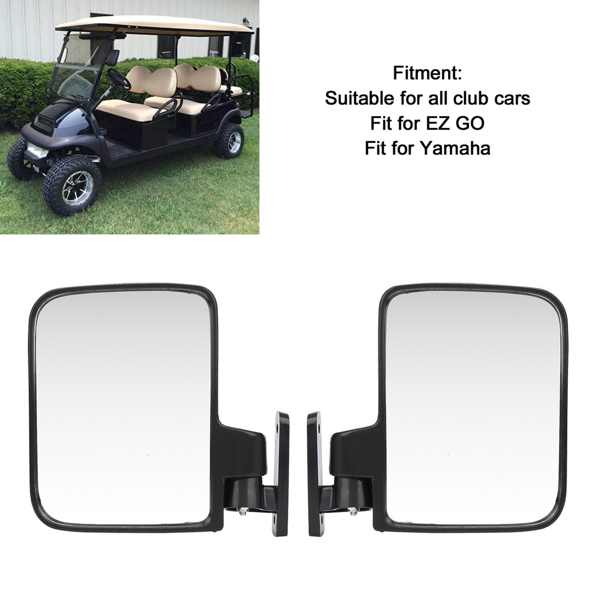 Yosoo Health Gear universal-fit golf cart side mirror mounted on EZGO/TXT RXV/DS