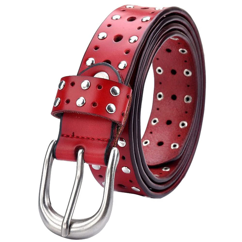 YOU&M Cow Leather Vintage Belt with pin buckle for durable daily wear