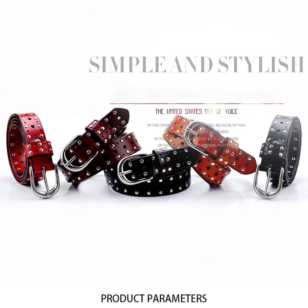 YOU&M Punk rivet studded belt closeup adds bold edgy style