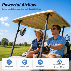 YOUXIFUN 360° rotatable golf cart fan directs cooling precisely