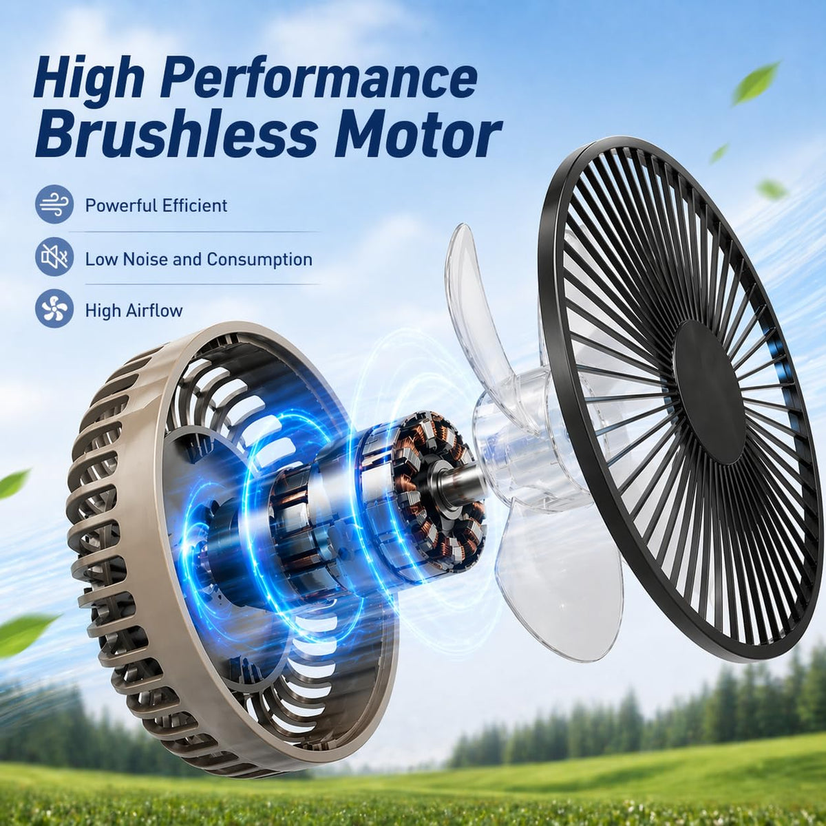 YOUXIFUN three-speed golf cart fan adjustable airflow