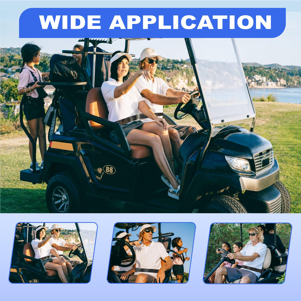 YOUXIFUN two seat belt kit fits Club Car EZGO and Yamaha carts.