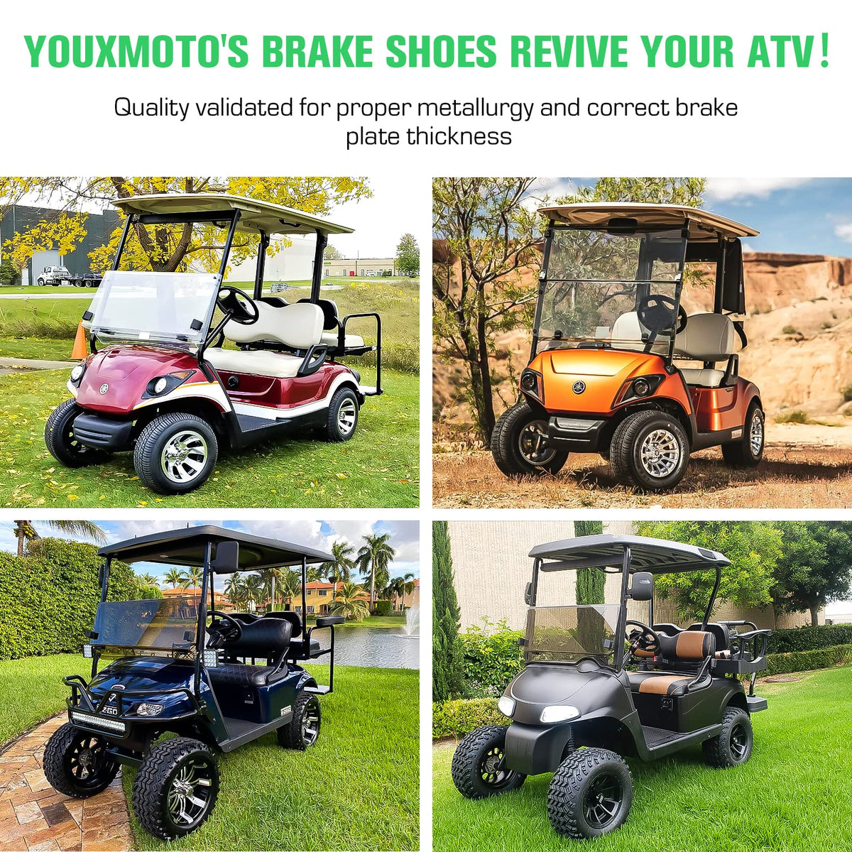 Youxmoto brake shoes kit anti-rust coating detail emphasizes corrosion resistance during use