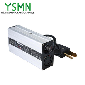YSMN battery charger with US plug provides safe 36V output for golf carts