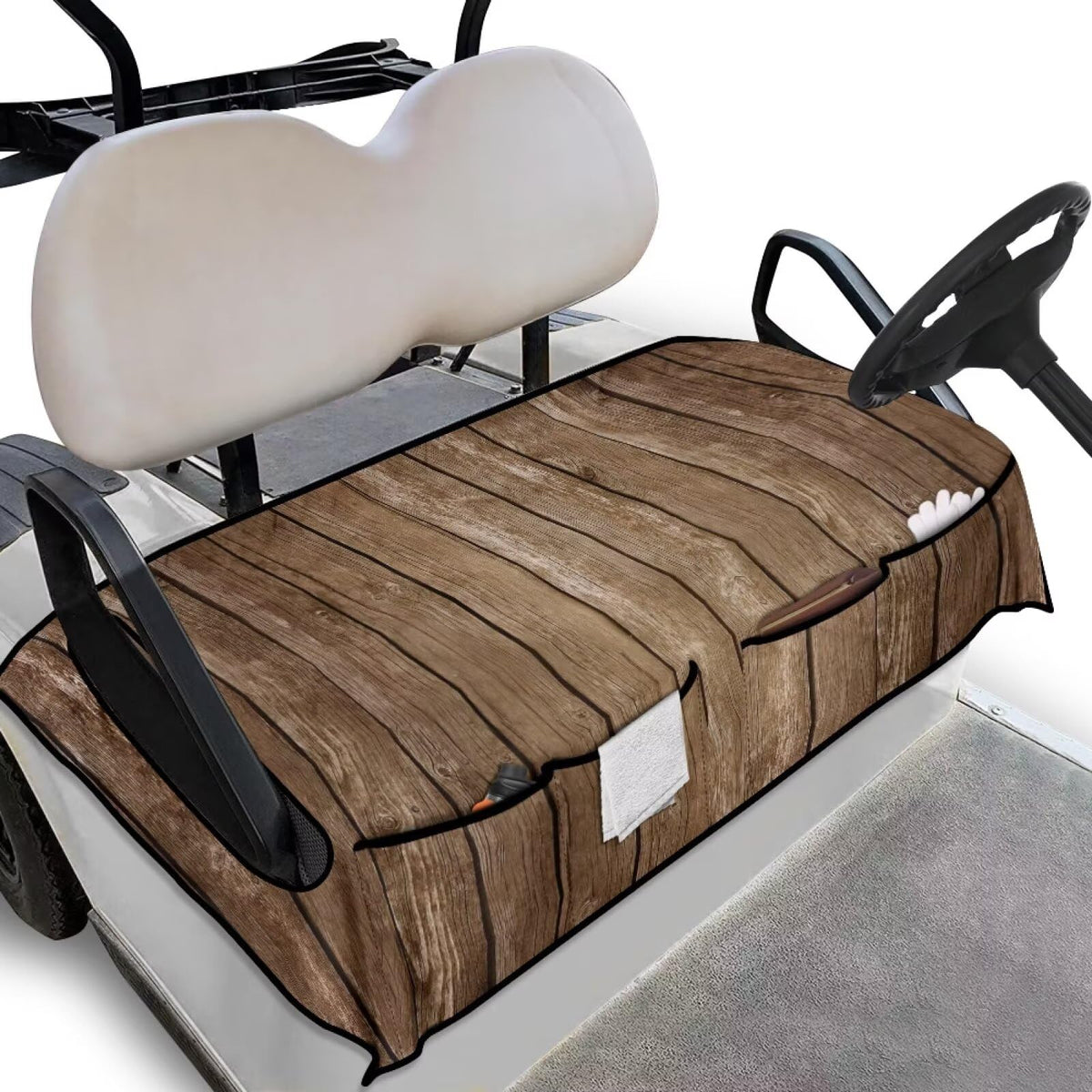 Yspwyqan brown stripes seat cover close-up showing durable polyester protection