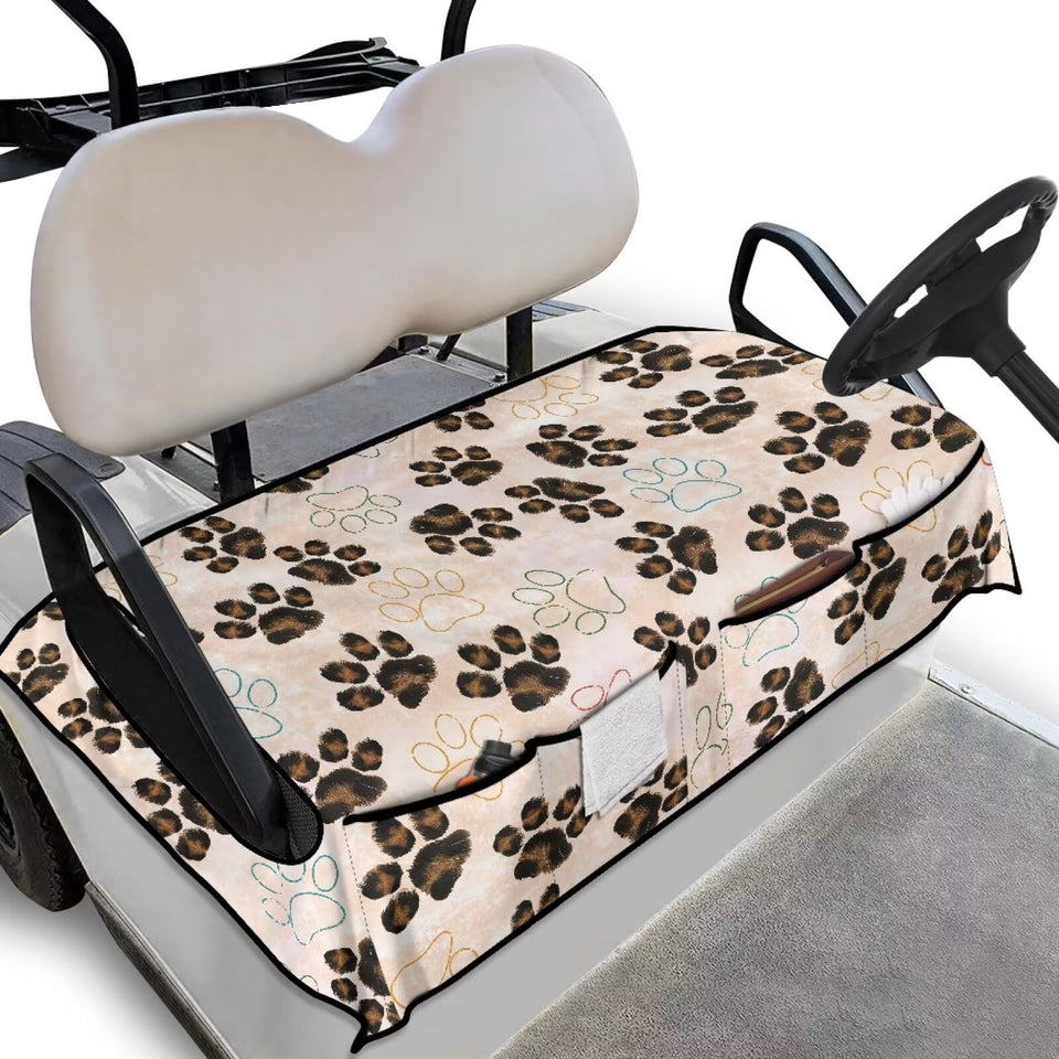 Yspwyqan dog paw print seat cover, front view, universal fit protects seats.
