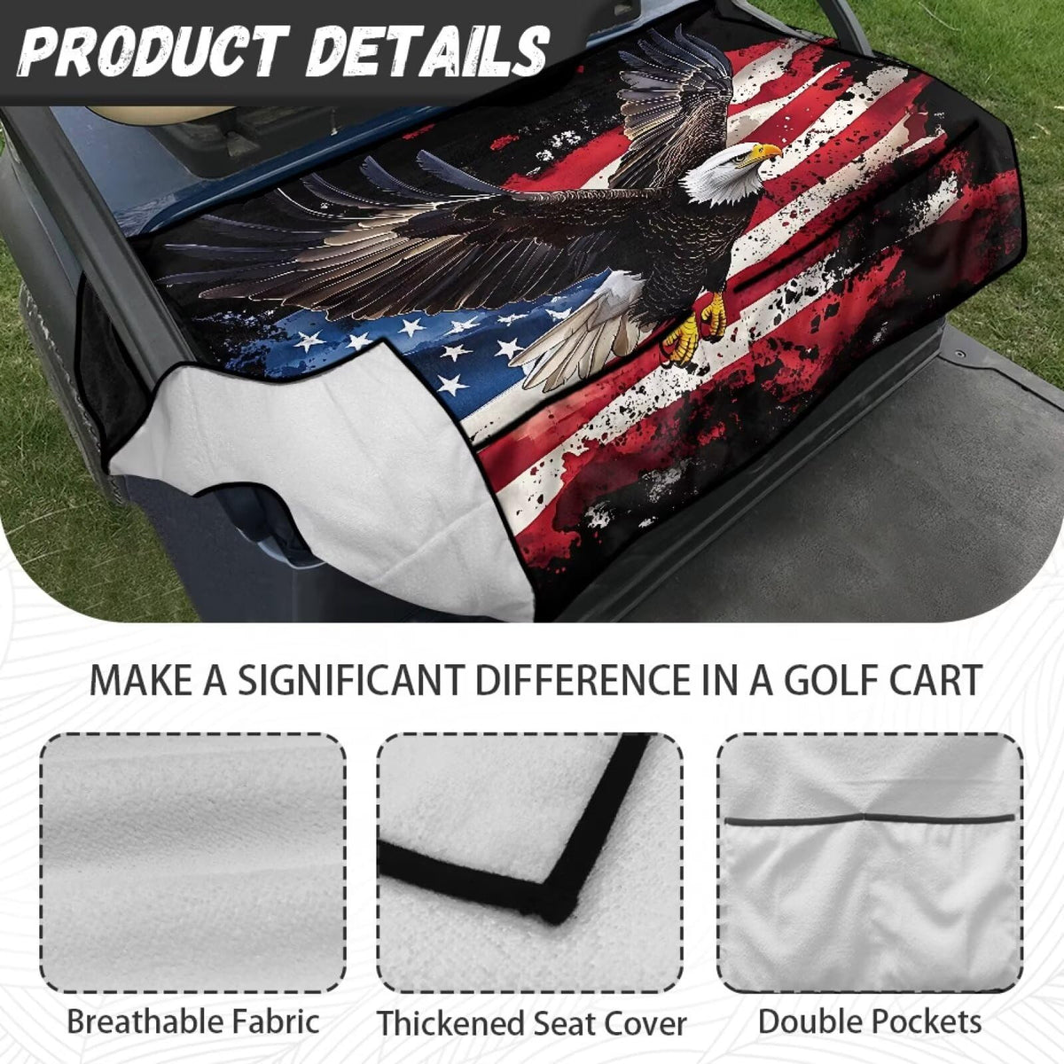 Two pockets provide convenient storage for towels and tools