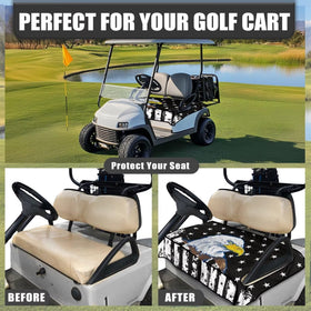 Universal-fit seat cover for EZGO, Yamaha, and Club Car ensuring secure protection.