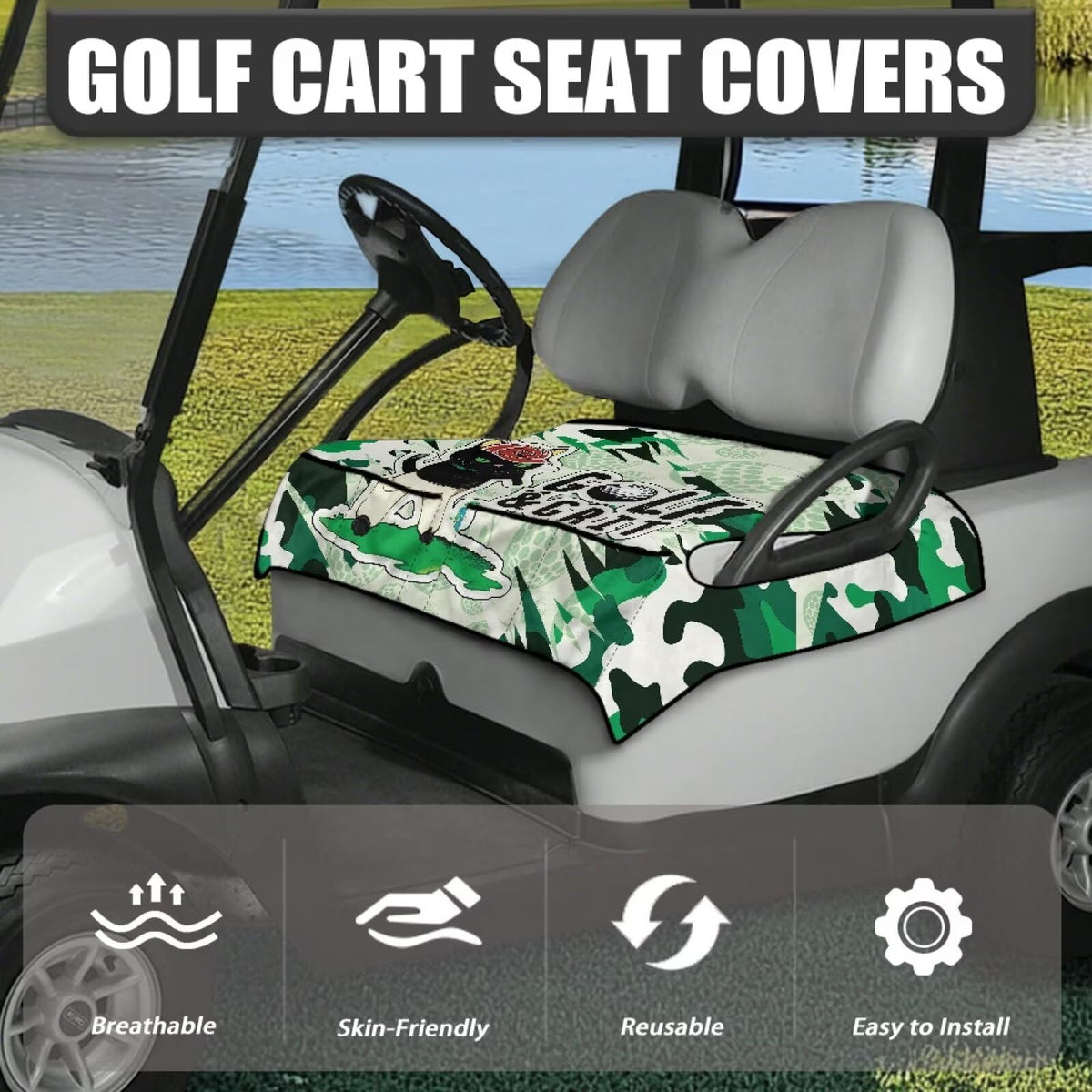 Yspwyqan four-season golf cart cover protects seats from heat and moisture