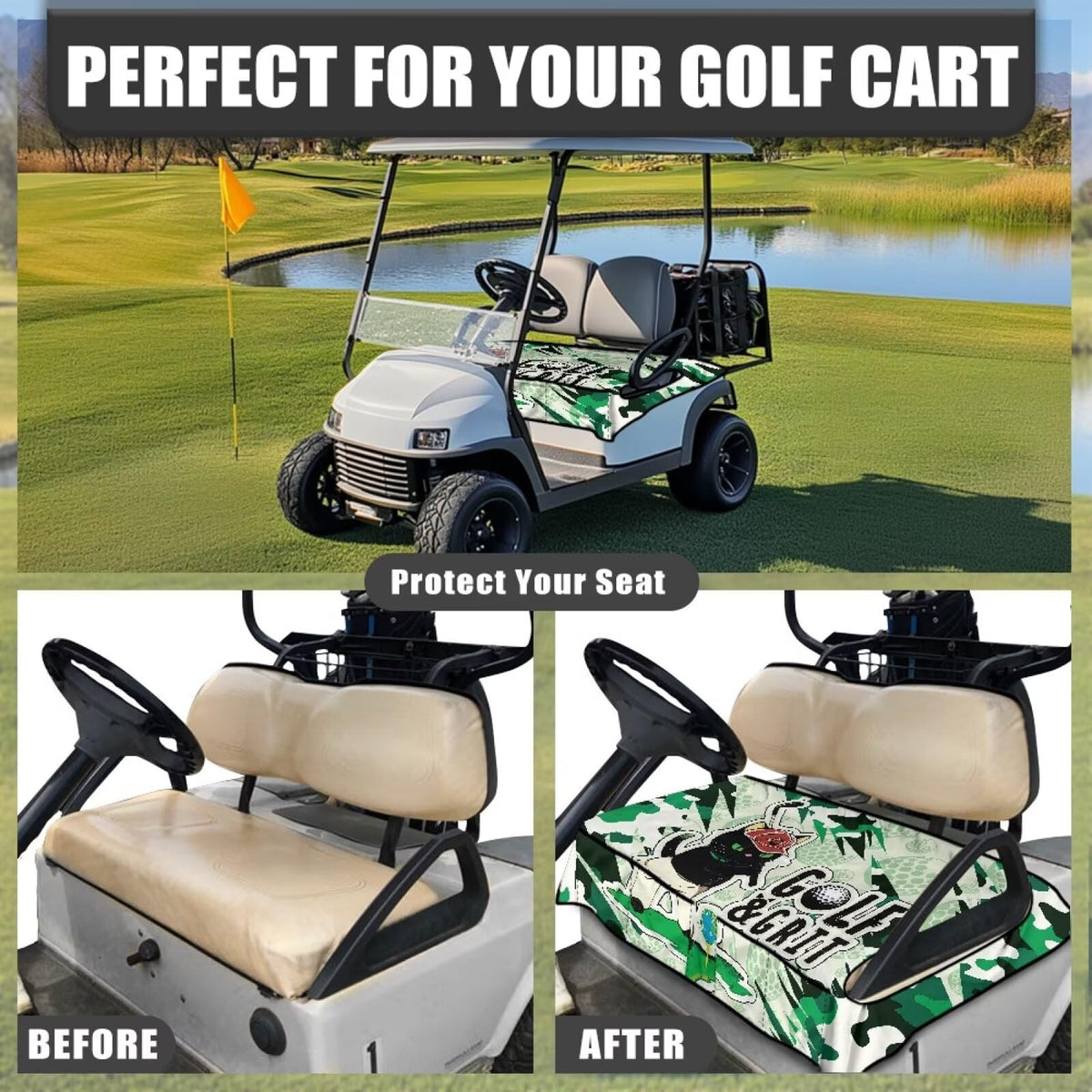 Yspwyqan universal size seat cover fits most carts for versatile protection