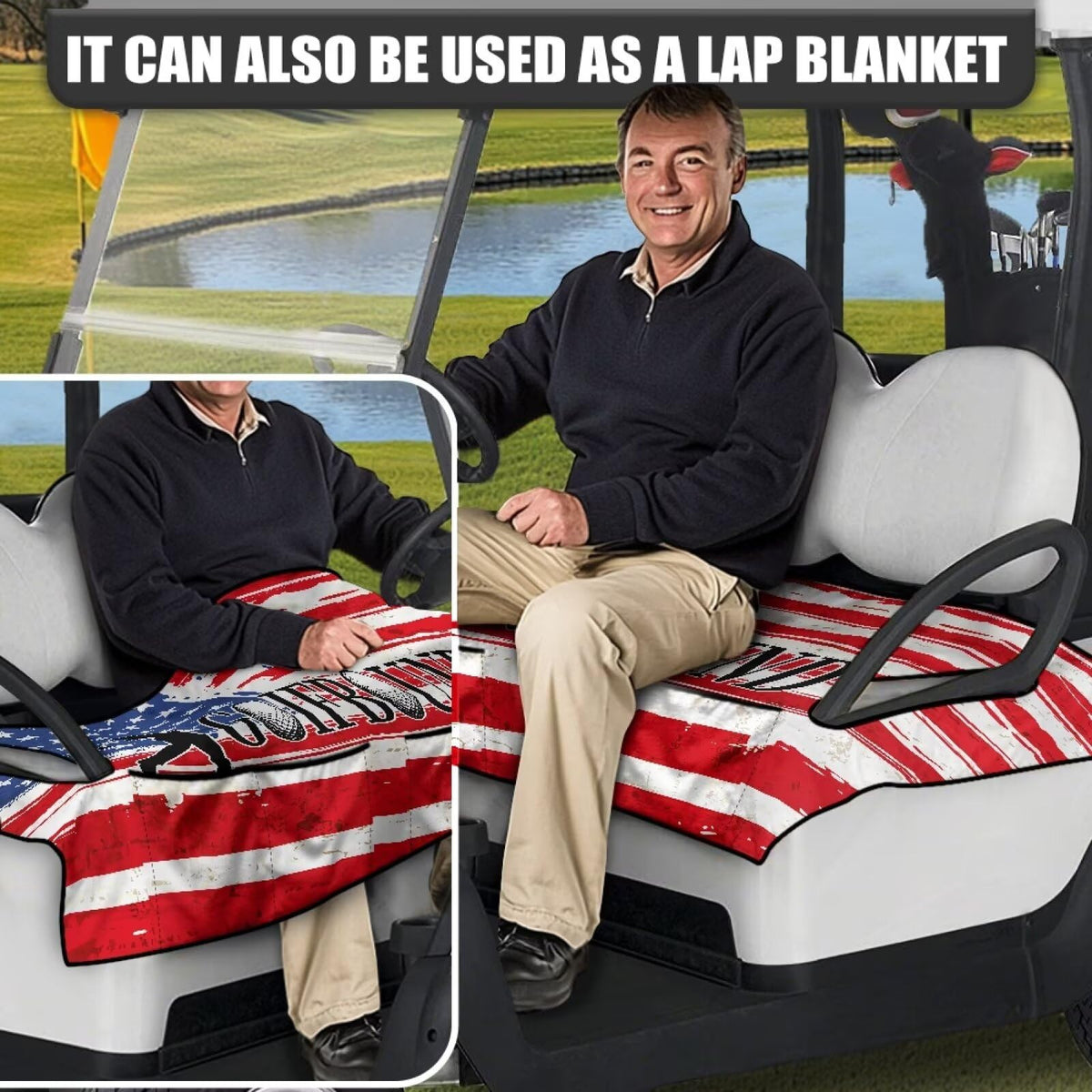 Yspwyqan golf cart seat cover with four pockets adds storage.