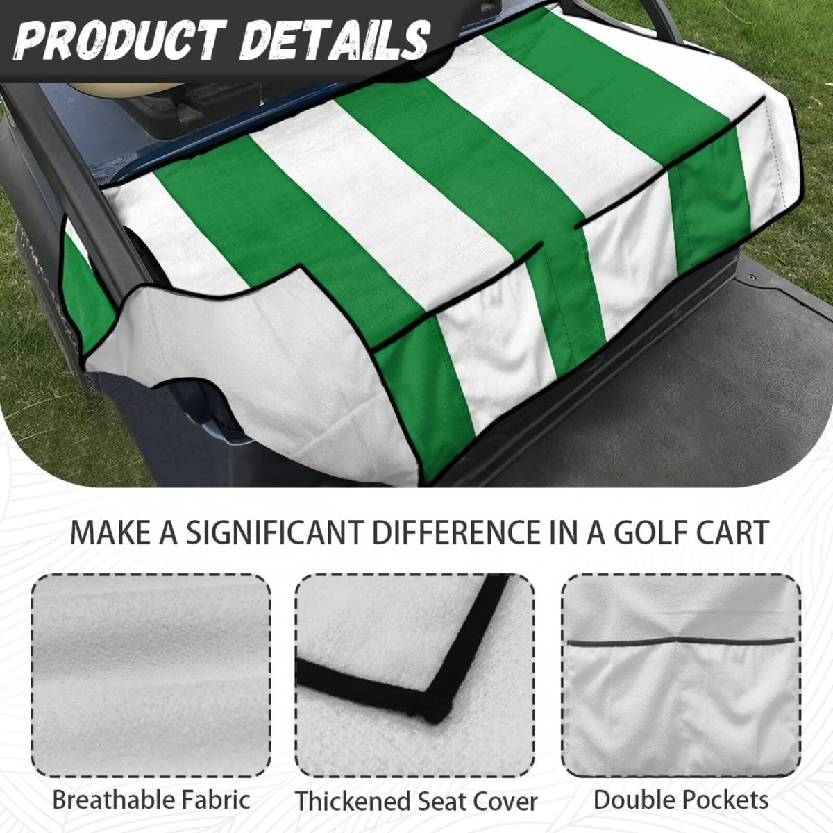 Yspwyqan green stripe seat cover easy install without tools.
