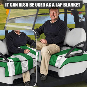 Yspwyqan green stripe seat cover side view with anti-slip grip.