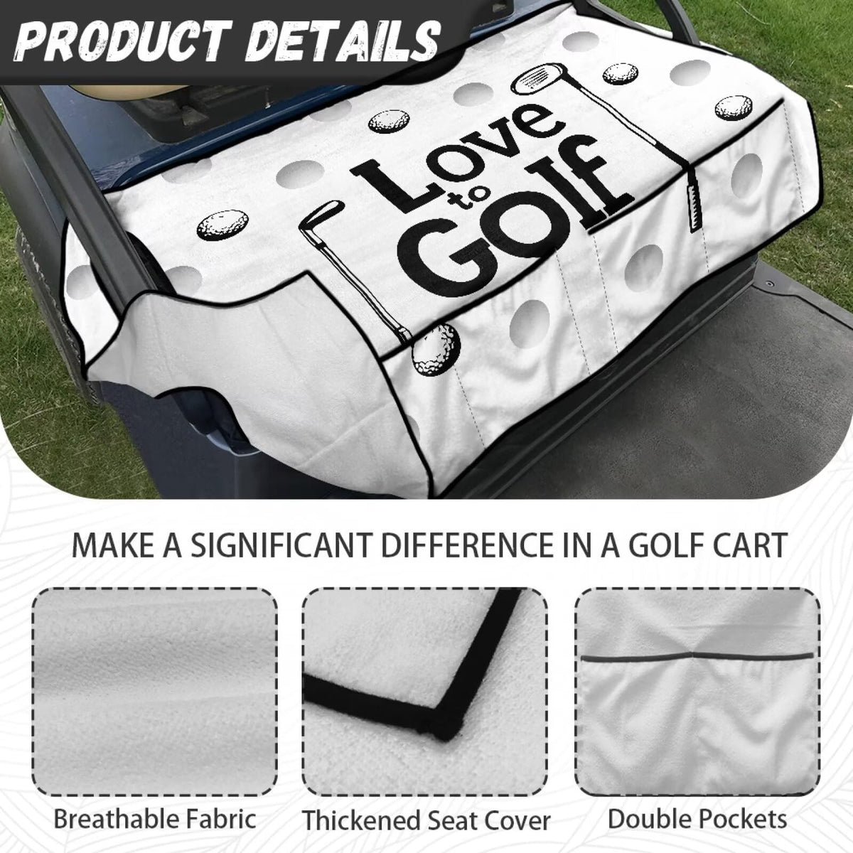Yspwyqan Love Golf seat cover four-season comfort in sun or cold.