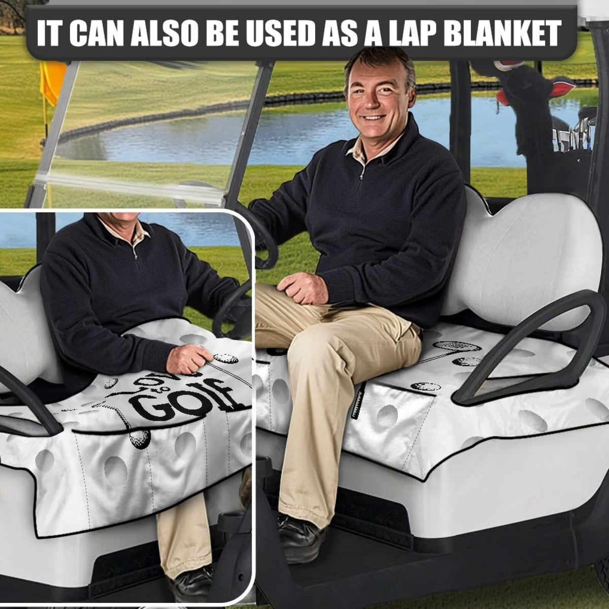 Yspwyqan Love Golf seat cover universal fit for EZGO, Yamaha, and Club Car carts.