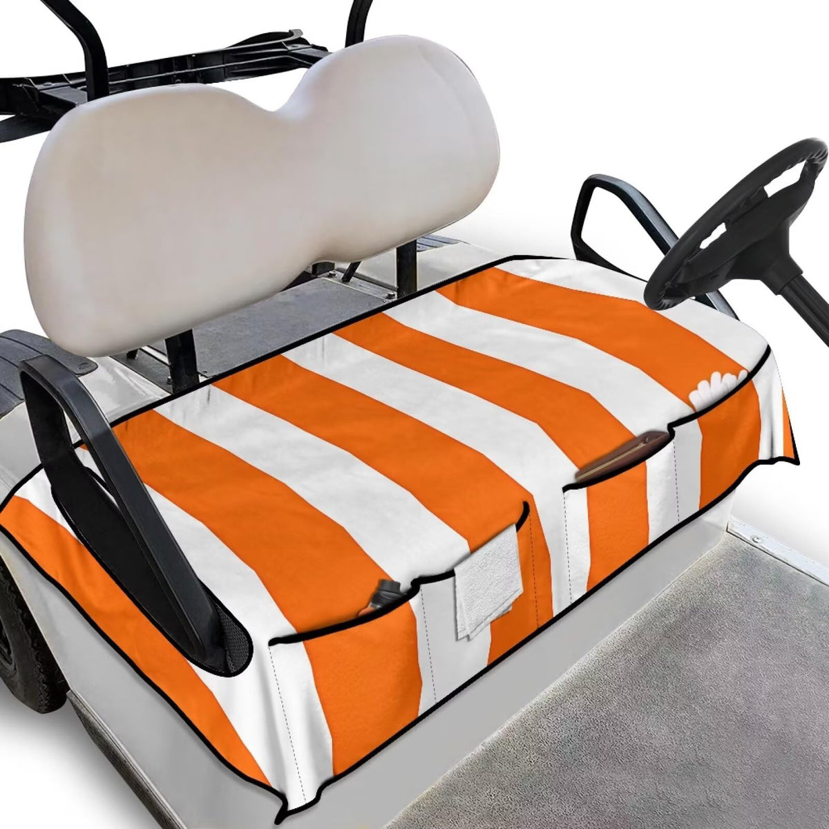 Yspwyqan orange stripes seat cover on EZGO cart protects seats with anti-slip style
