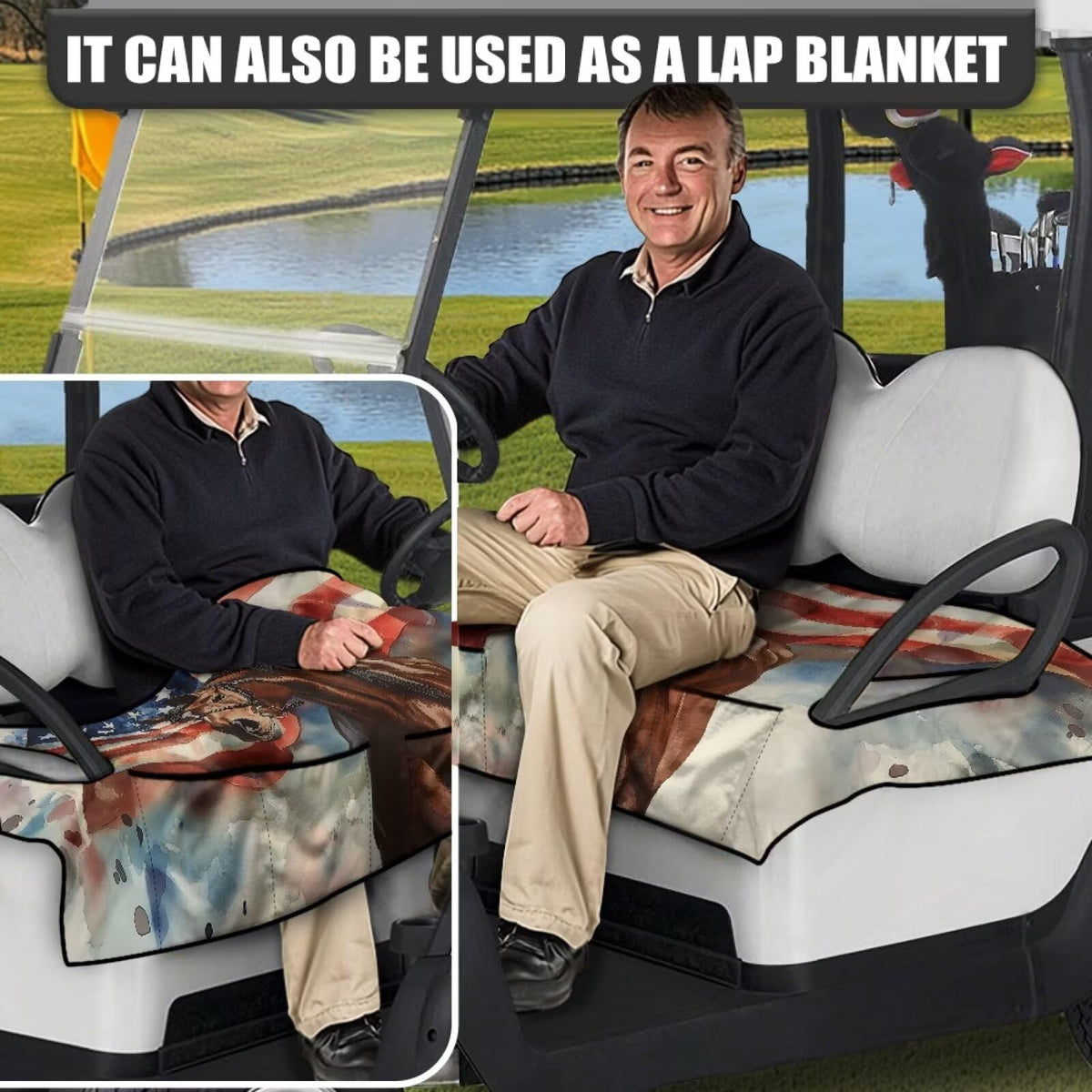 Yspwyqan seat cover with pockets adds convenient storage for golf accessories.