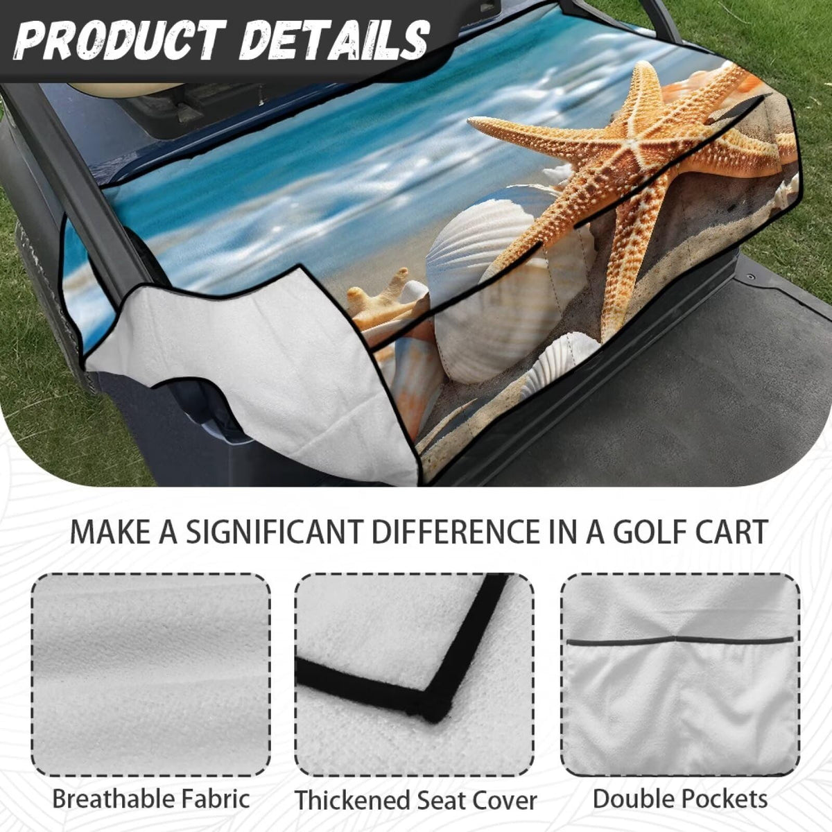Yspwyqan Starfish seat cover includes four pockets for small items.
