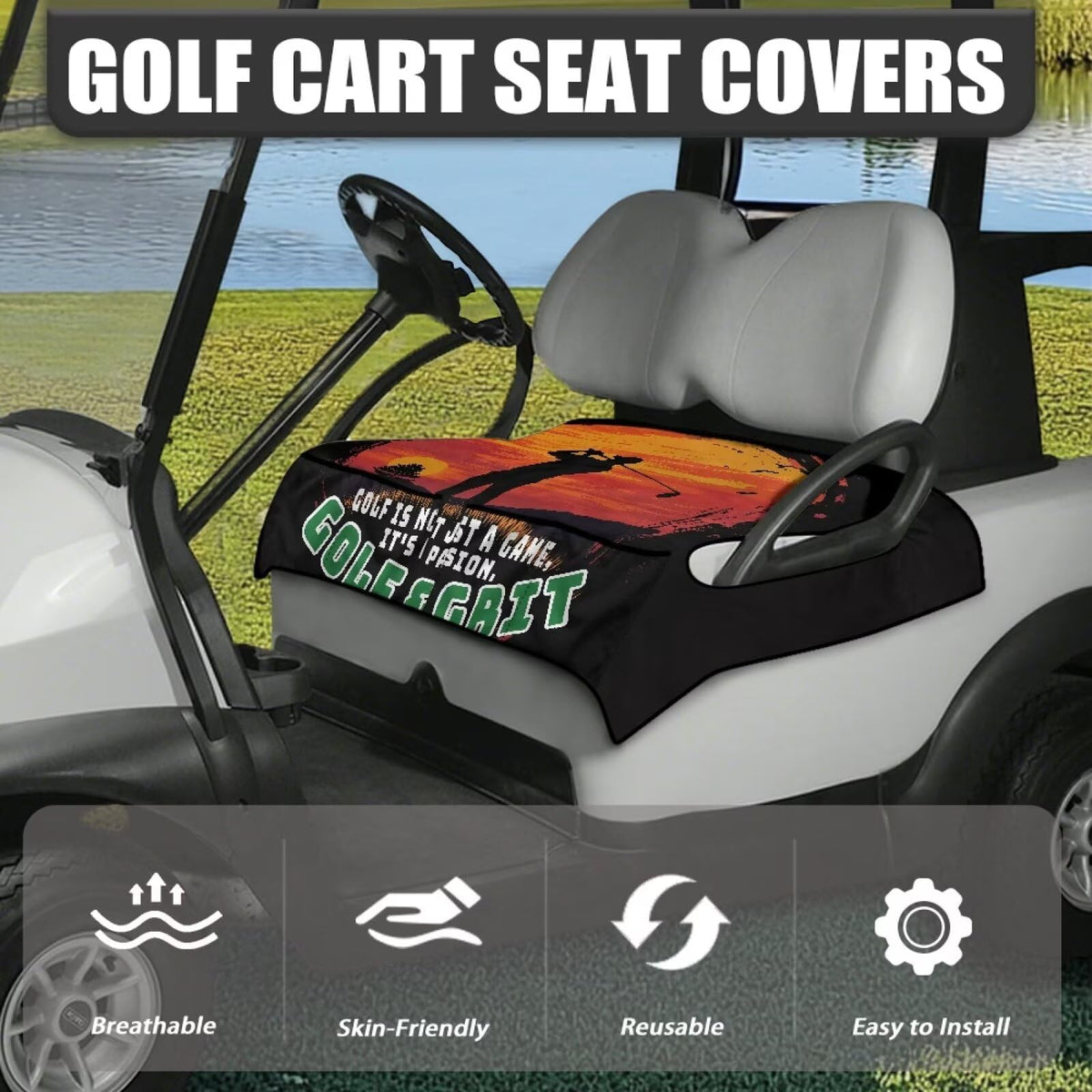 Yspwyqan Sunset 133x82 cm seat cover for universal fit on most carts.