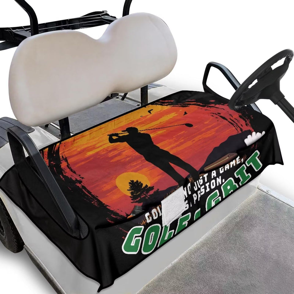 Yspwyqan Sunset universal seat cover protects golf cart seats from wear.