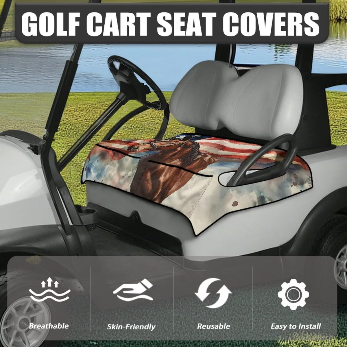 Yspwyqan universal-fit seat cover fits EZGO, Yamaha, and Club Car models.