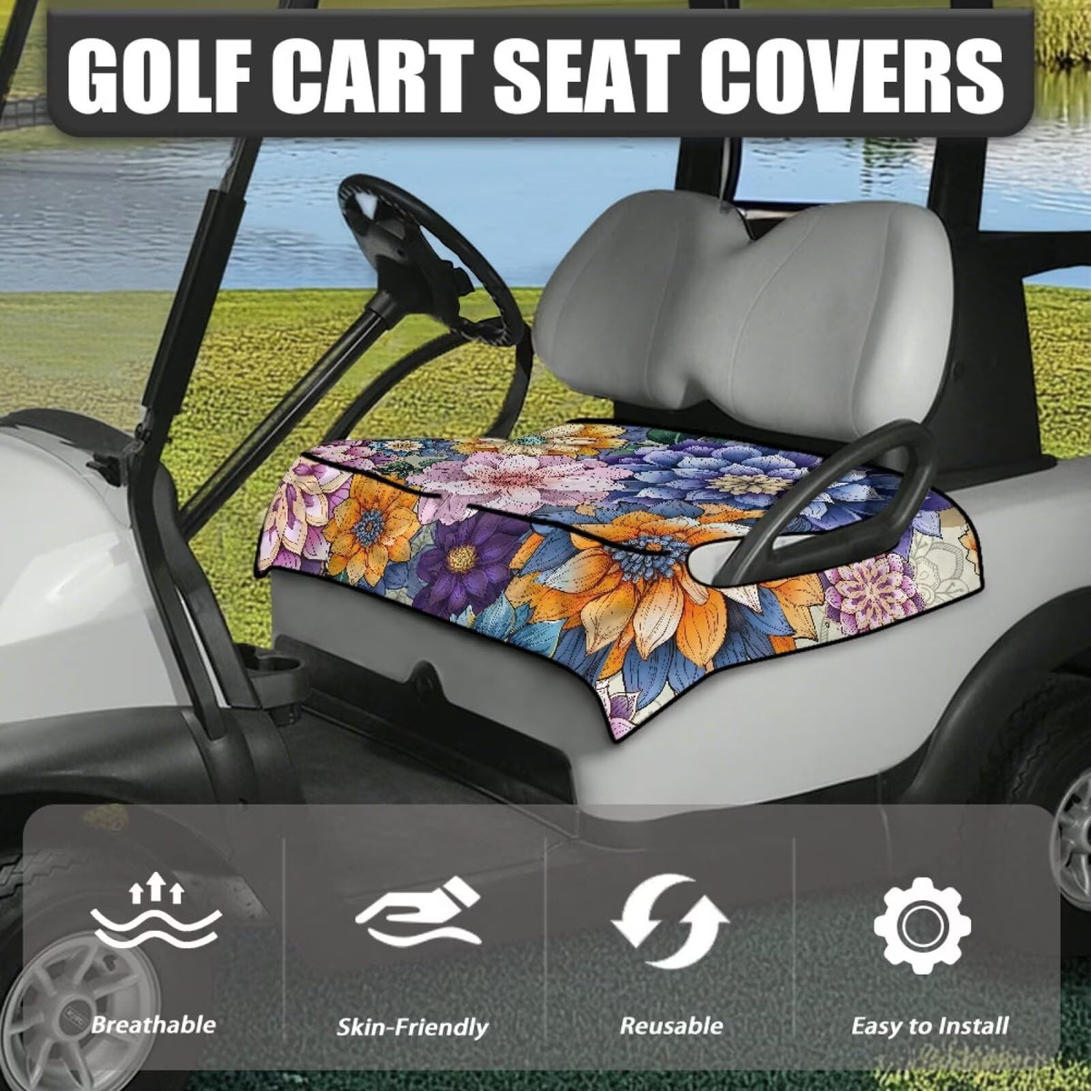 Yspwyqan universal-fit seat cover for EZGO, Yamaha, Club Car.