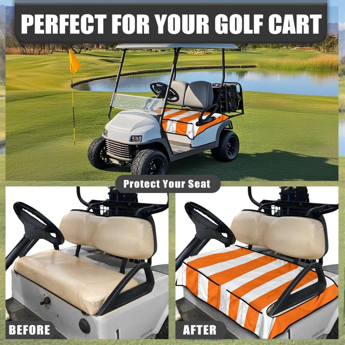Yspwyqan universal fit seat cover eases installation across golf cart models