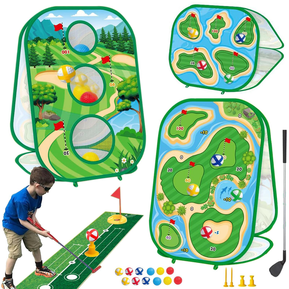 YSZZYSM 4-in-1 kids golf set packaging for indoor/outdoor play