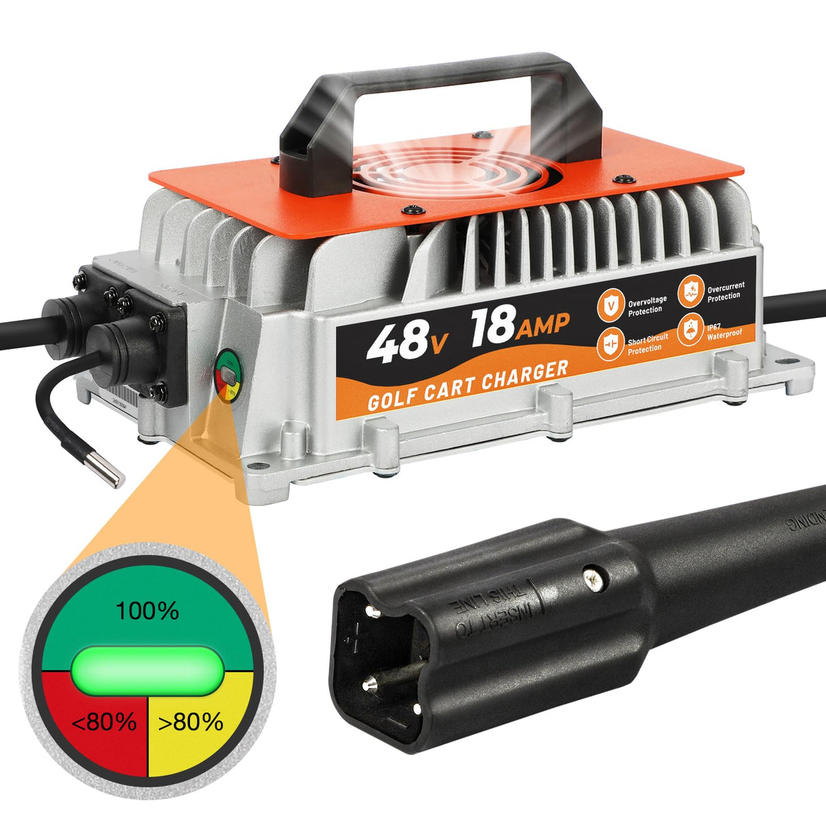 YUANRI 18A 48V charger for Yamaha G29 Drive delivers precise power for reliable charging.