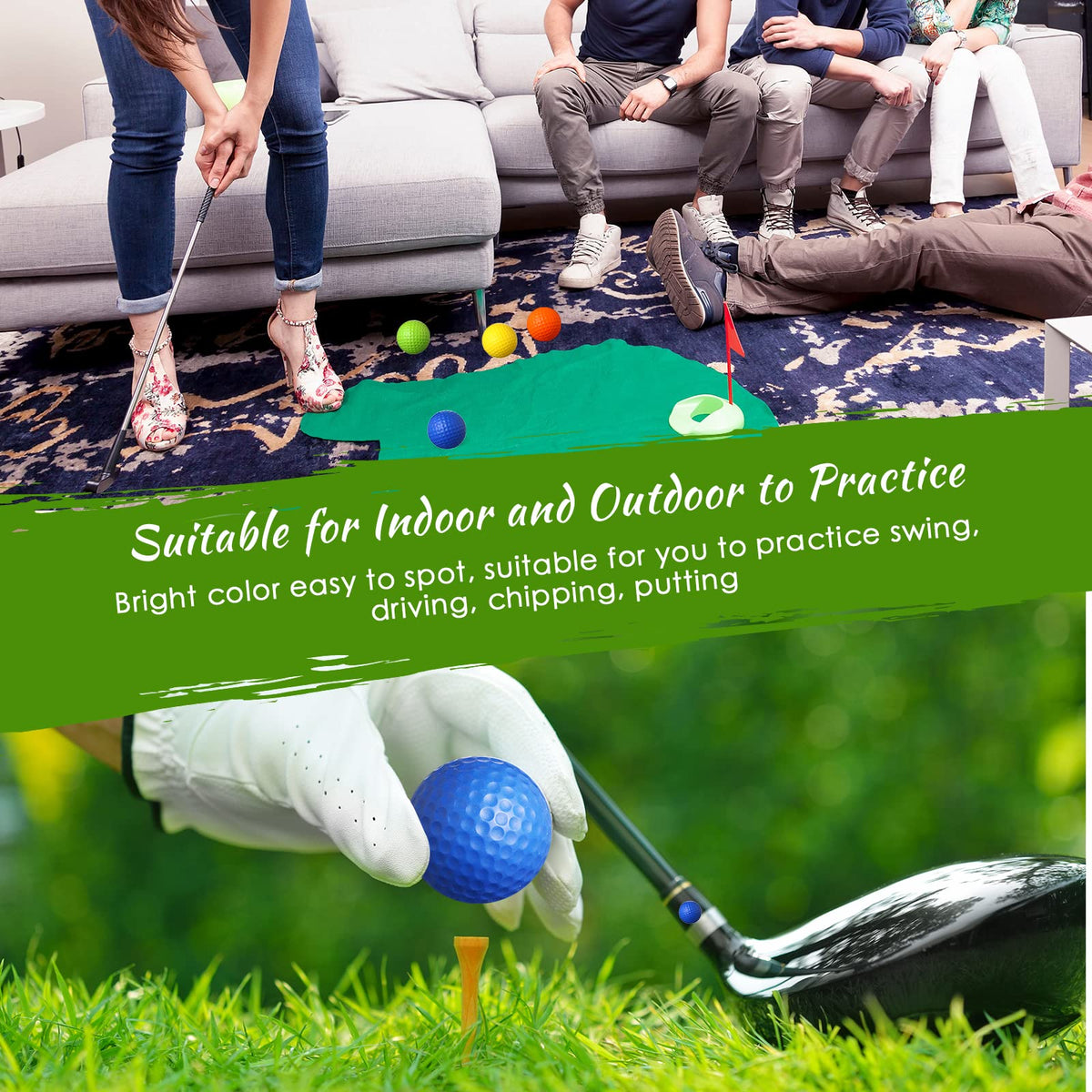 Yunsailing green foam golf balls, safe for backyard practice