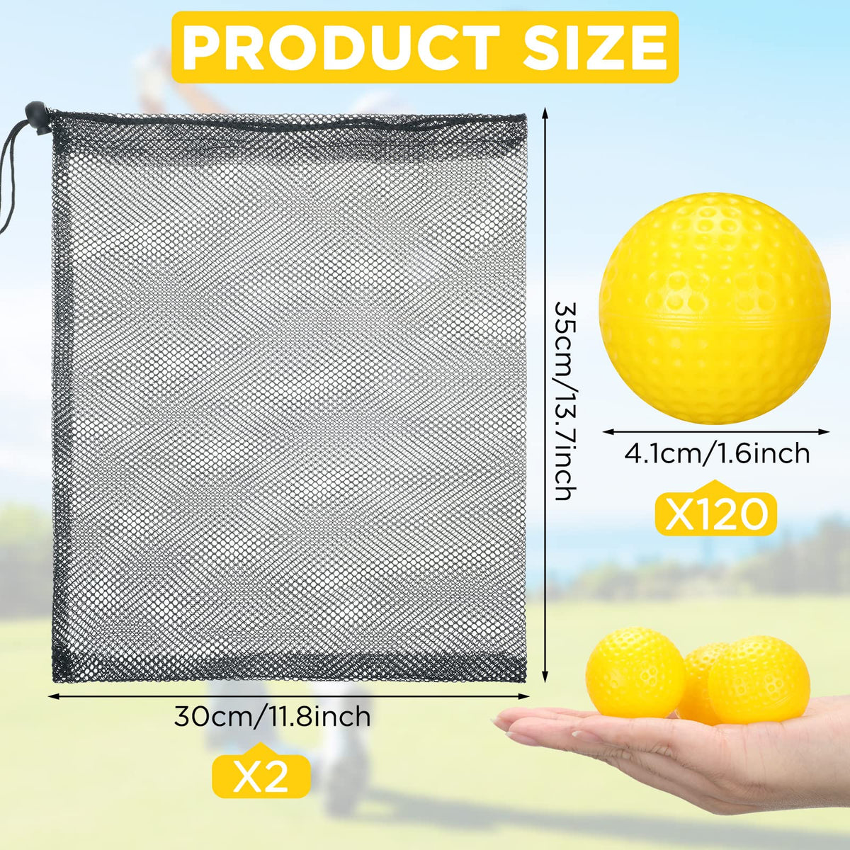 Yunsailing mesh drawstring bags keep balls organized and portable.