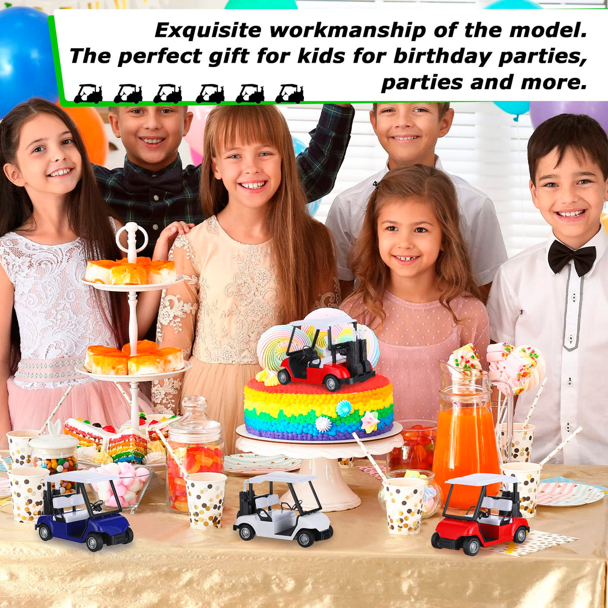 Yunsailing multi-color-pack mini golf carts for party decor.