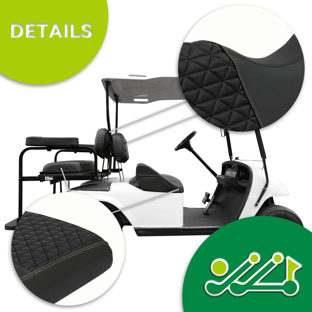 YUWEIDG0769 diamond stitch detail on seat cover enhances style and durability