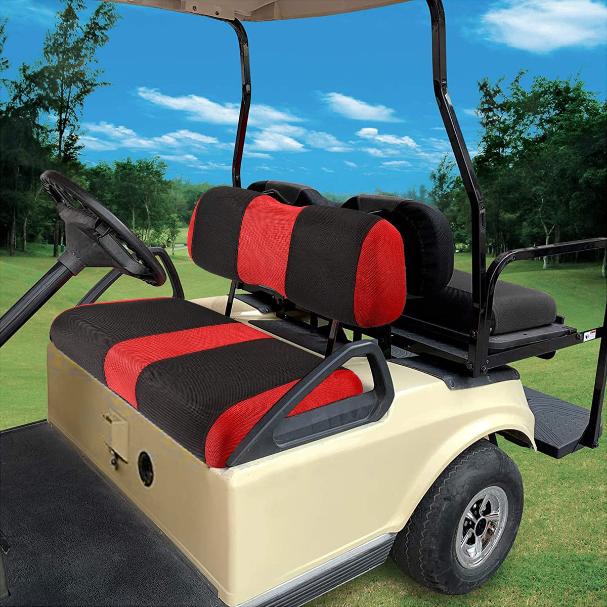 YUWEIDG0769 front seat backrest cover adds style and keeps seats clean.