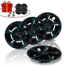 YUWEIDG0769 chrome and gloss black 8-inch hub caps on wheels