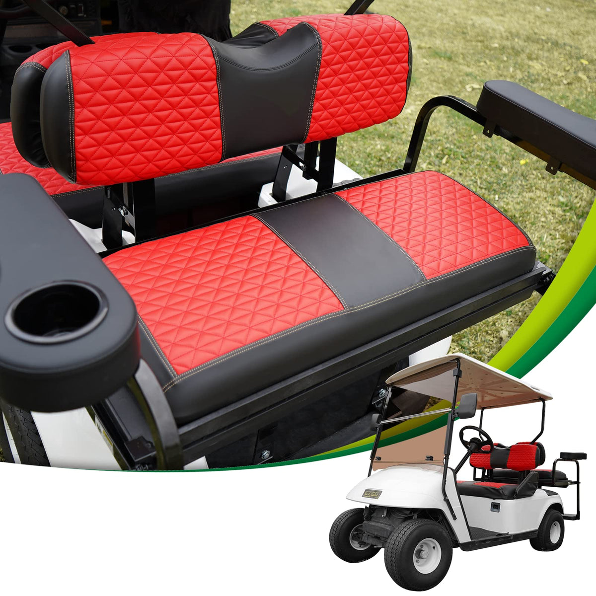 YUWEIDG0769 rear seat cover with diamond texture for refreshed golf cart interior