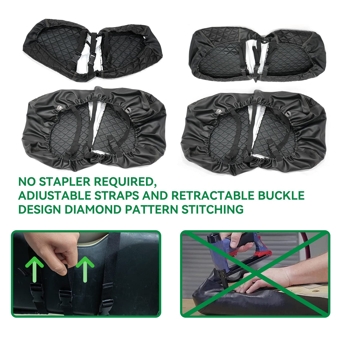 YUWEIDG0769 seat cover kit with front and rear covers on display